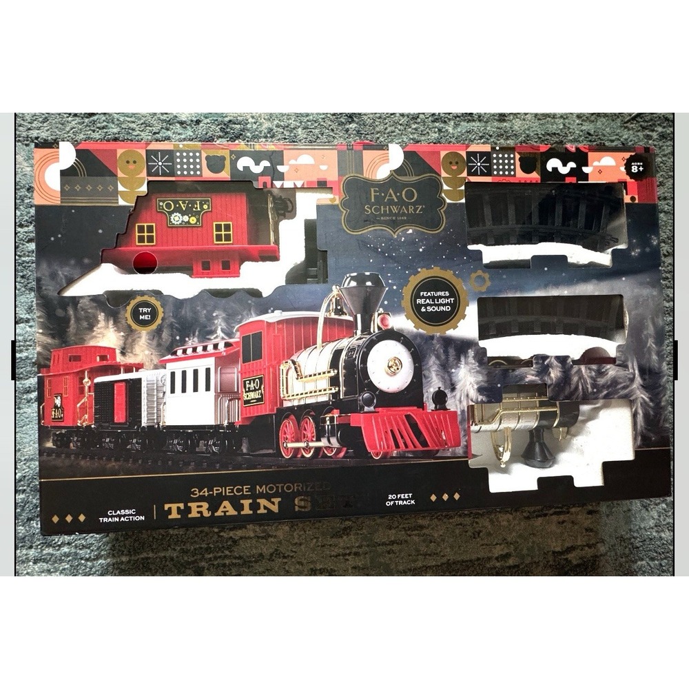 F.A.O. Schwarz 34-Piece Motorized Train Set With 20Ft Track